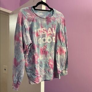 good hYOUman Tie-Dye Sweatshirt - Pink, Blue, White
